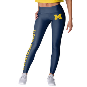 Michigan Wolverines NCAA Womens Solid Big Wordmark Leggings