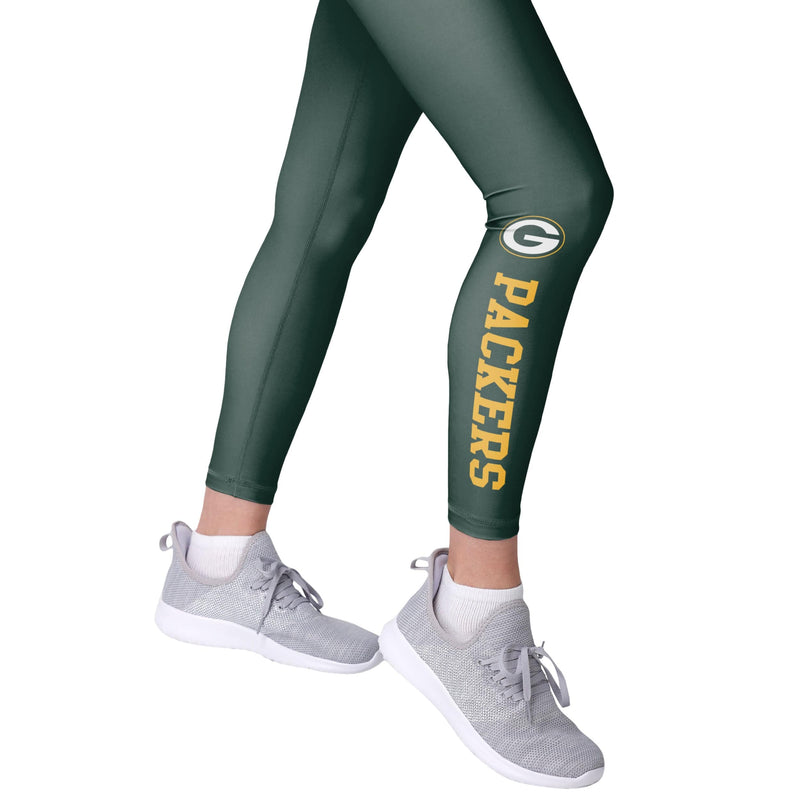  Green Bay Packers NFL Womens Solid Wordmark Leggings