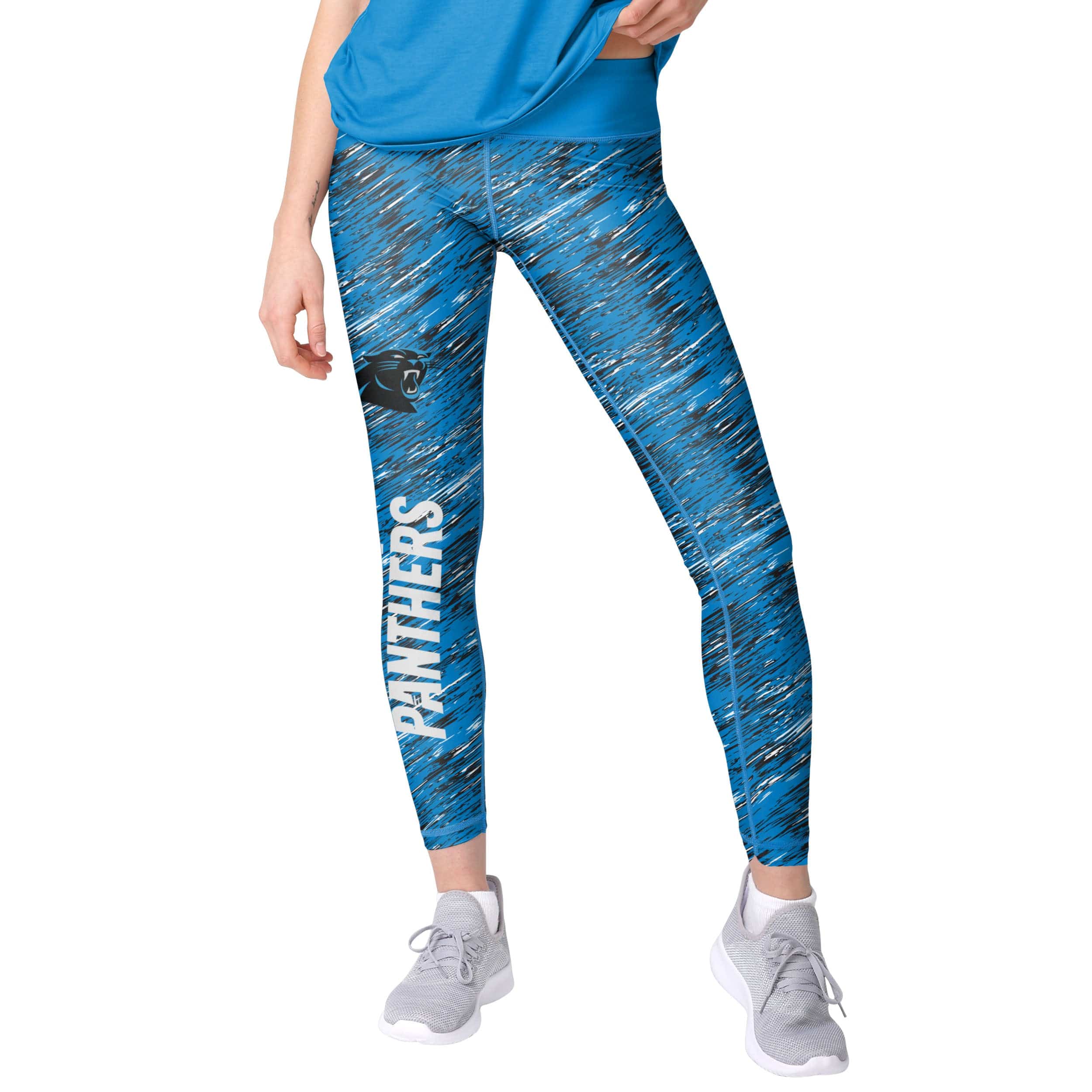 Carolina Panthers NFL Black & Blue Storm Print Fitted Leggings