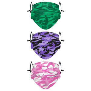 Womens Camo Adjustable 3 Pack Face Cover