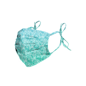 Aqua Floral Tie-Back Face Cover