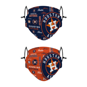 Houston Astros MLB Logo Rush Adjustable 2 Pack Face Cover