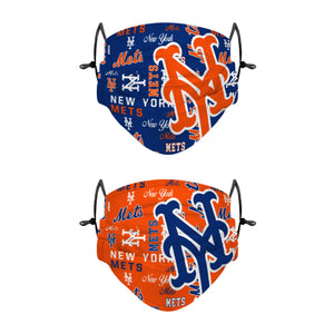 New York Mets MLB Logo Rush Adjustable 2 Pack Face Cover