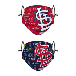 St Louis Cardinals MLB Logo Rush Adjustable 2 Pack Face Cover