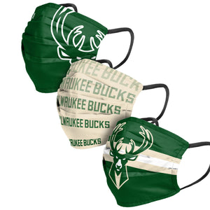 Milwaukee Bucks NBA Mens Matchday 3 Pack Face Cover