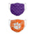 Clemson Tigers NCAA Clutch 2 Pack Face Cover