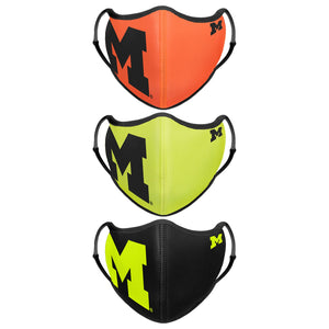 Michigan Wolverines NCAA Highlights Sport 3 Pack Face Cover