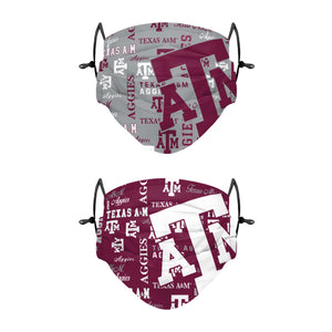 Texas A&M Aggies NCAA Logo Rush Adjustable 2 Pack Face Cover