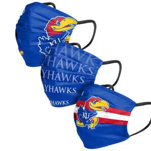 Kansas Jayhawks NCAA Mens Matchday 3 Pack Face Cover