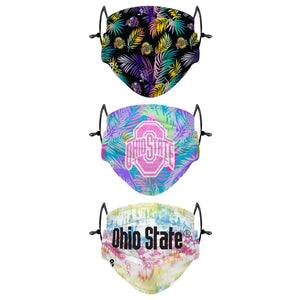 Ohio State Buckeyes NCAA Neon Floral 3 Pack Face Cover