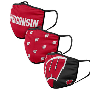 Wisconsin Badgers NCAA 3 Pack Face Cover