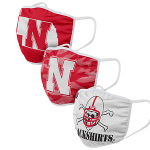 Nebraska Cornhuskers NCAA Super Fan 3 Pack Face Cover