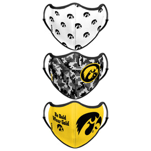 Iowa Hawkeyes NCAA Thematic Sport 3 Pack Face Cover