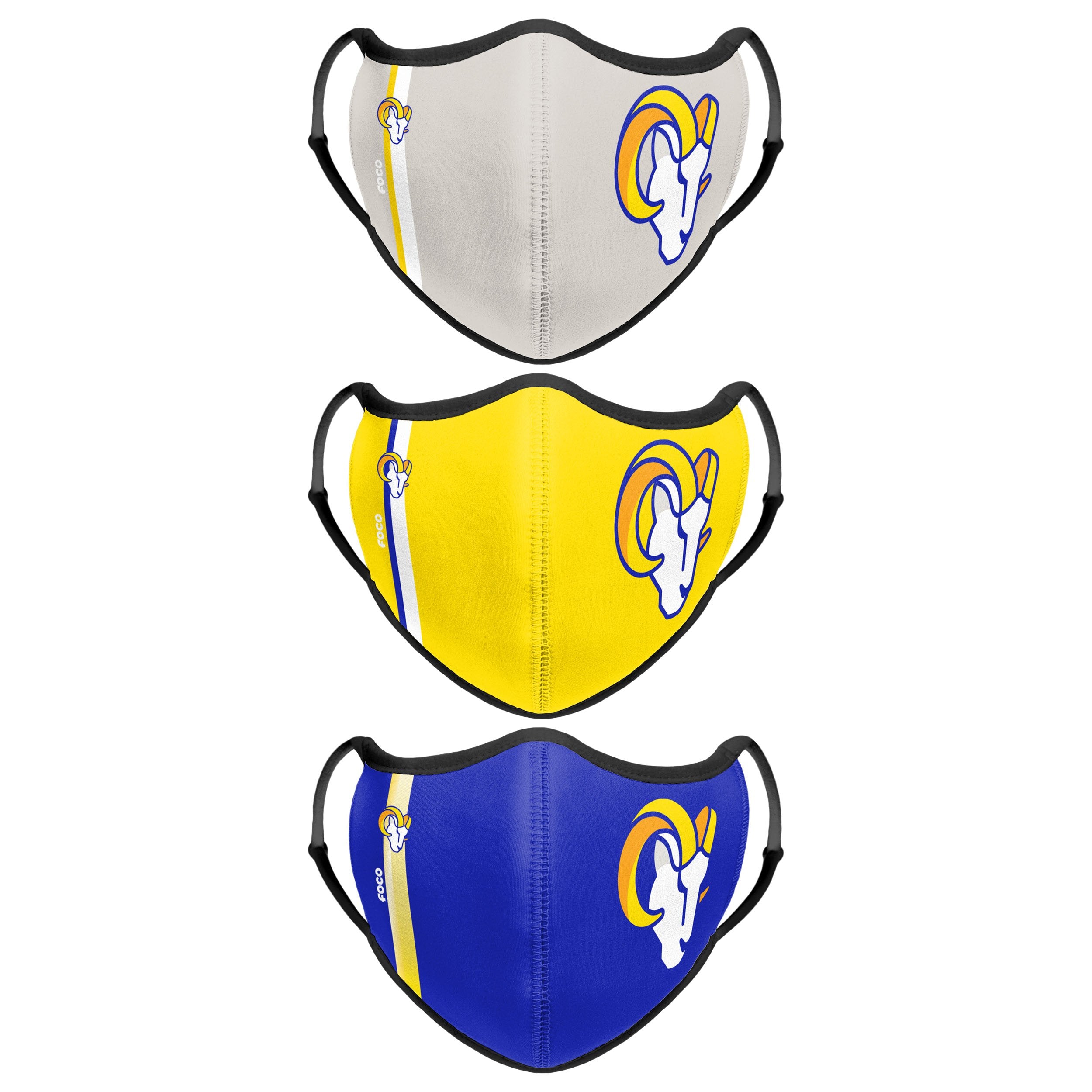 Los Angeles Rams 3 Pack Face Coverings - Adults