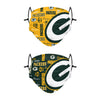 Green Bay Packers NFL Logo Rush Adjustable 2 Pack Face Cover