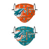 Miami Dolphins NFL Logo Rush Adjustable 2 Pack Face Cover
