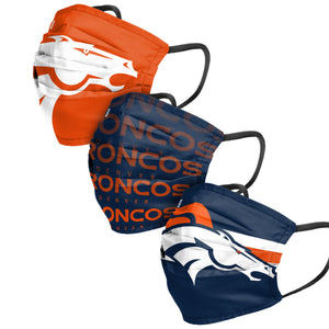 Denver Broncos NFL Mens Matchday 3 Pack Face Cover