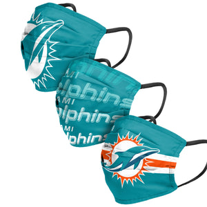 Miami Dolphins NFL Mens Matchday 3 Pack Face Cover