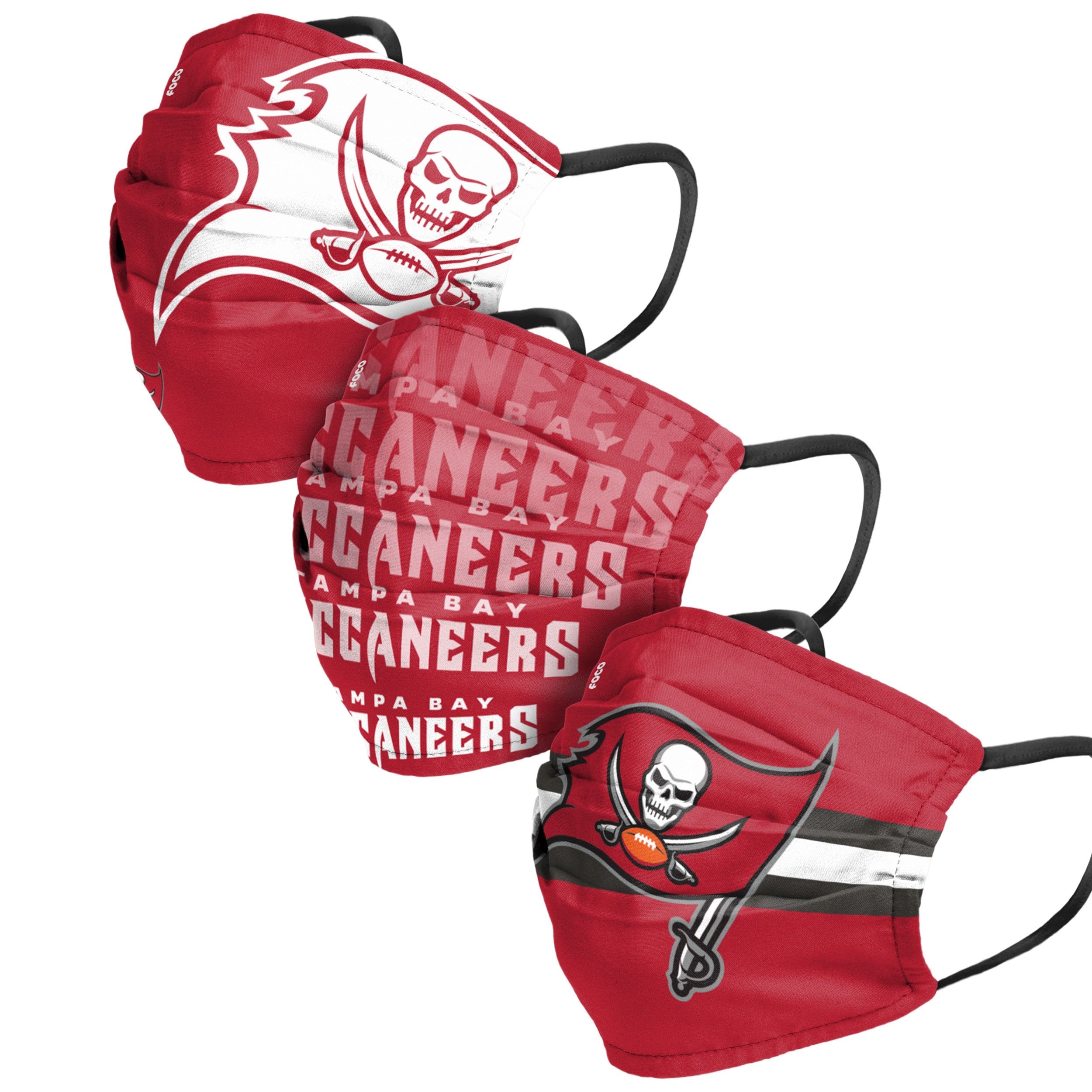 FOCO Tampa Bay Buccaneers Face Covering (Size Small) 3-Pack