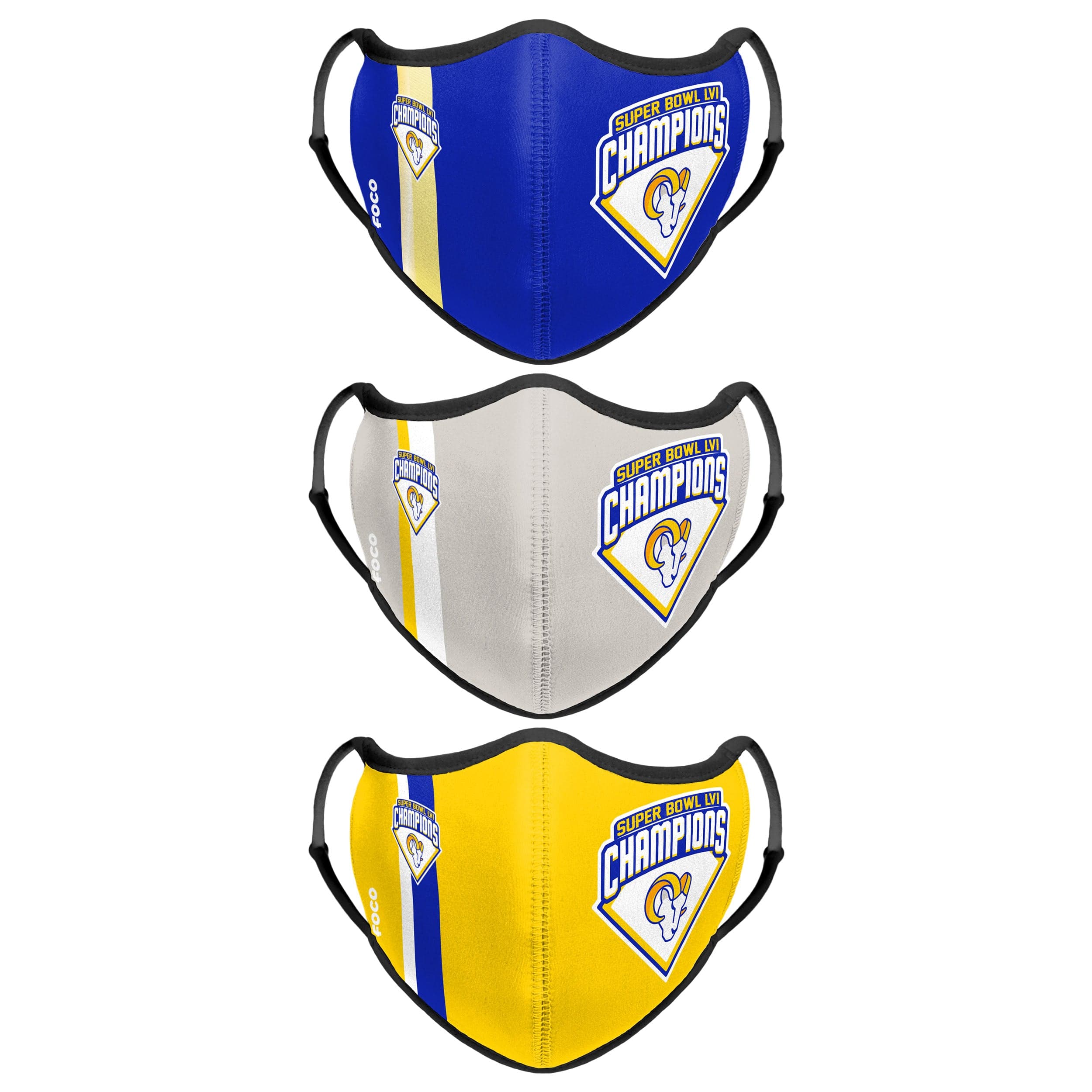Los Angeles Rams 3 Pack Face Coverings - Adults