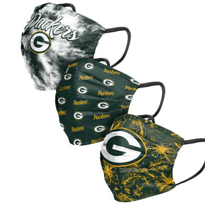 Green Bay Packers NFL Womens Matchday 3 Pack Face Cover