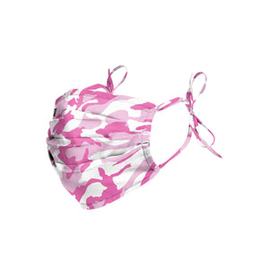 Pleated Pink Camo Tie-Back Face Cover