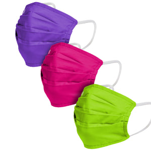 Solid Neon Pleated 3 Pack Face Cover