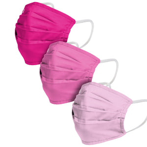 Solid Pinks Pleated 3 Pack Face Cover