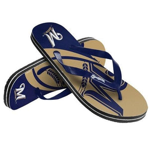 MLB Unisex Big Logo Flip Flops Milwaukee Brewers