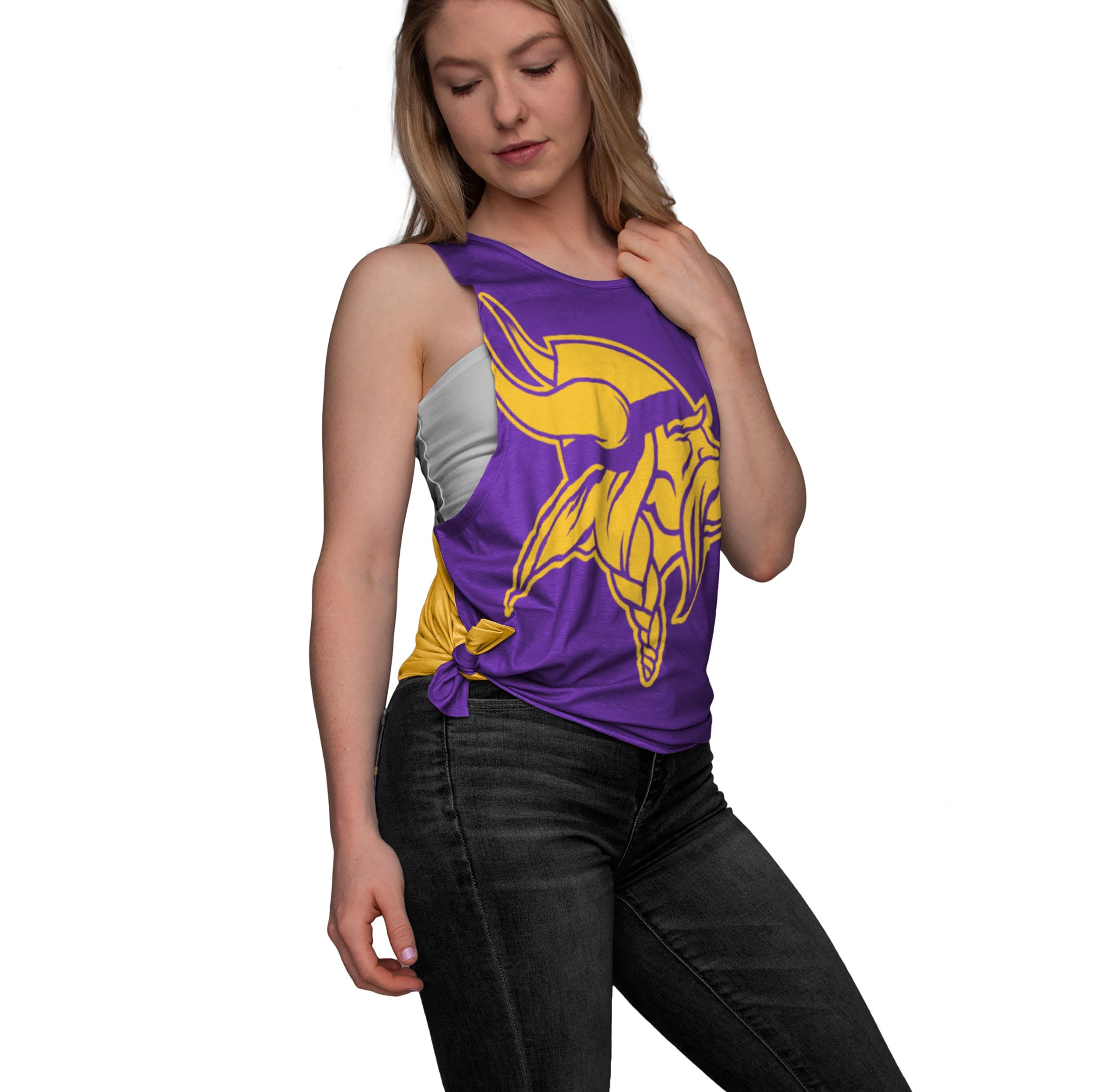 Minnesota Vikings Tank Tops Ring Hole Sleeveless Top Casual V-neck Top