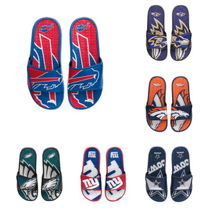 NFL Mens Colorblock Big Logo Gel Slides - Pick Your Team!