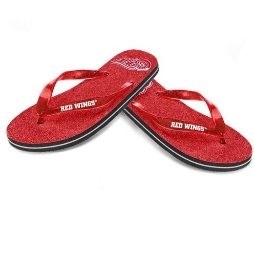 NHL 2014 Womens Glitter Flip Flops Detroit Red Wings