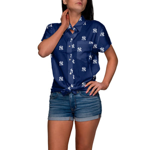 New York Yankees MLB Logo Blast Womens Button Up Shirt