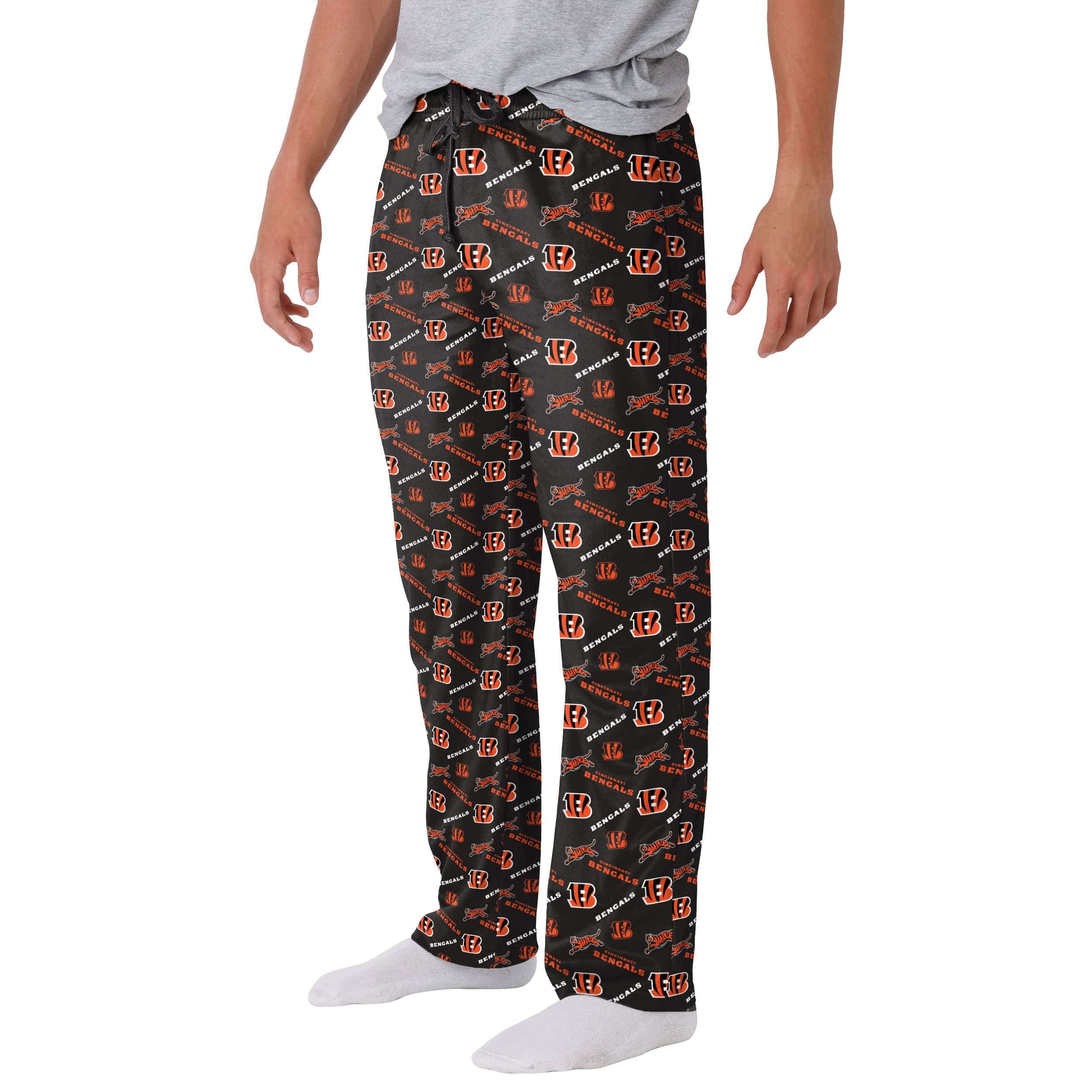 Cincinnati Bengals White Stripe Pajama Pants, Mens Size: M