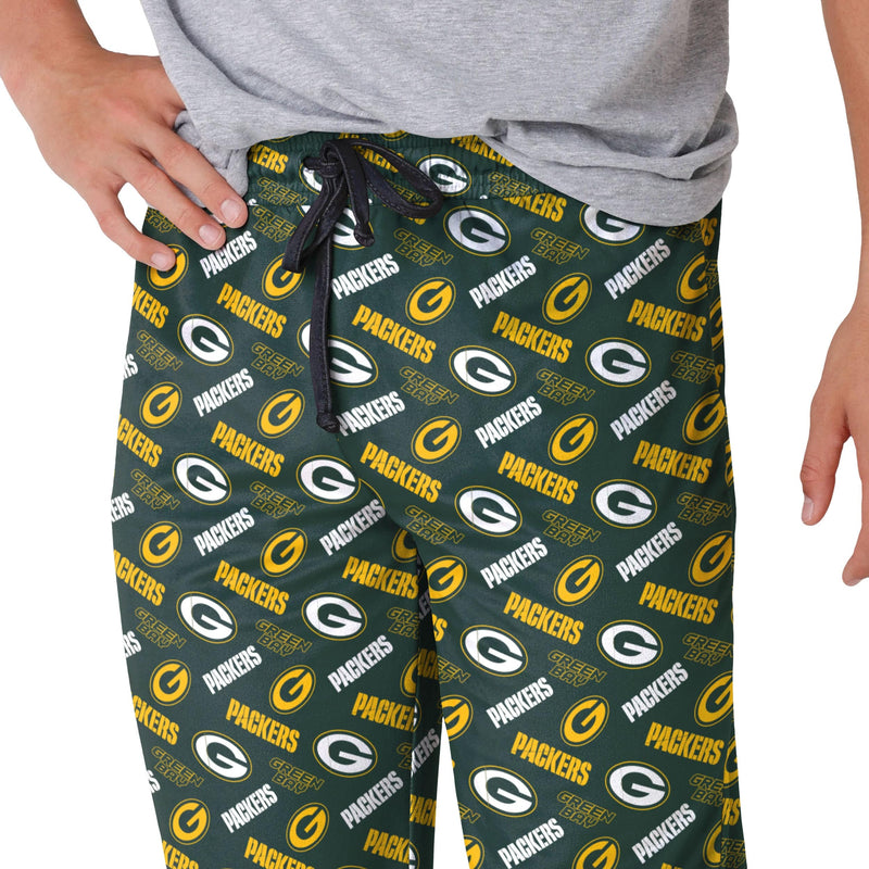 FOCO Green Bay Packers NFL Mens Lazy Lounge Fleece Shorts