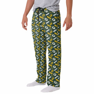 Green Bay Packers NFL Mens Repeat Print Lounge Pants