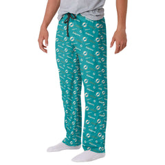 Miami Dolphins Men's Scatter Pattern Pajama Lounge Multi Color Pants