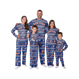 New York Mets MLB Ugly Pattern Family Holiday Pajamas