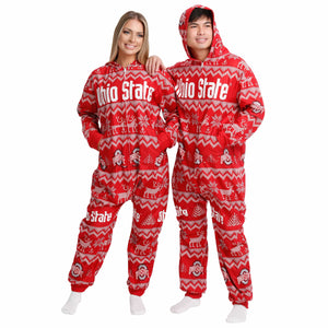 Ohio State Buckeyes NCAA Ugly Pattern One Piece Pajamas