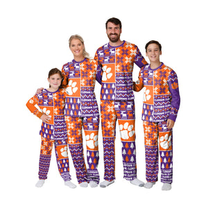 Clemson Tigers NCAA Busy Block Family Holiday Pajamas