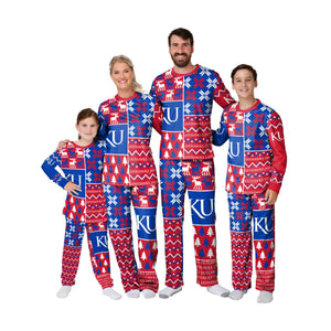 Kansas Jayhawks NCAA Busy Block Family Holiday Pajamas