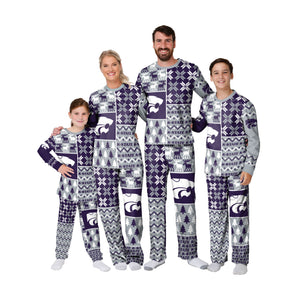 Kansas State Wildcats NCAA Busy Block Family Holiday Pajamas