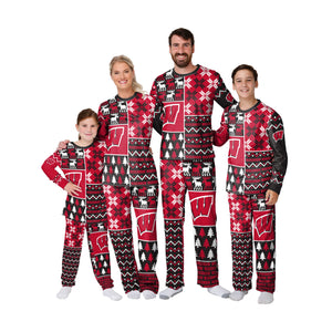 Wisconsin Badgers NCAA Busy Block Family Holiday Pajamas