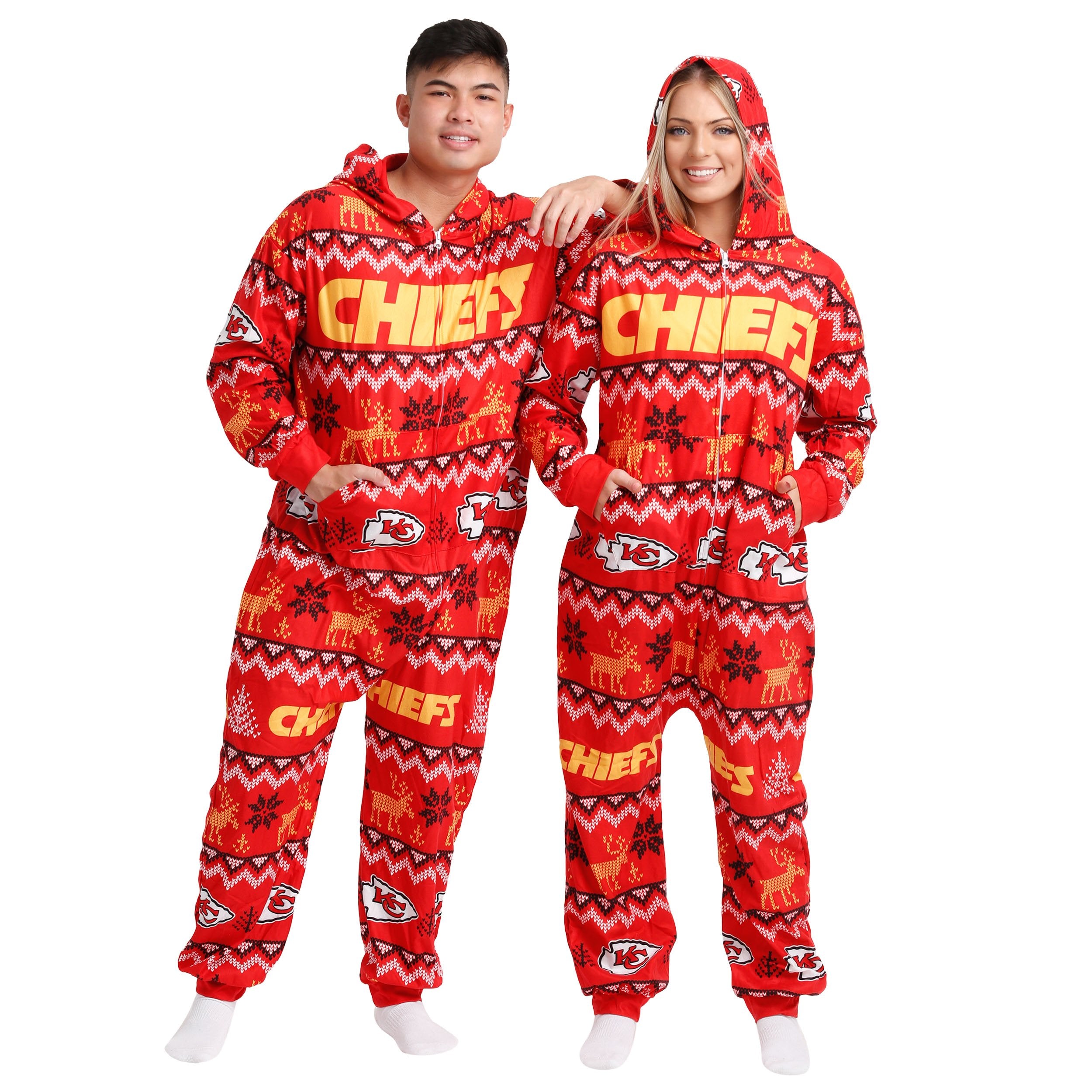 Kansas City Chiefs NFL Ugly Pattern One Piece Pajamas