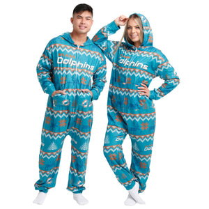 Miami Dolphins NFL Ugly Pattern One Piece Pajamas