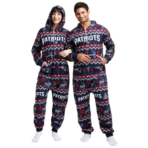 New England Patriots NFL Ugly Pattern One Piece Pajamas