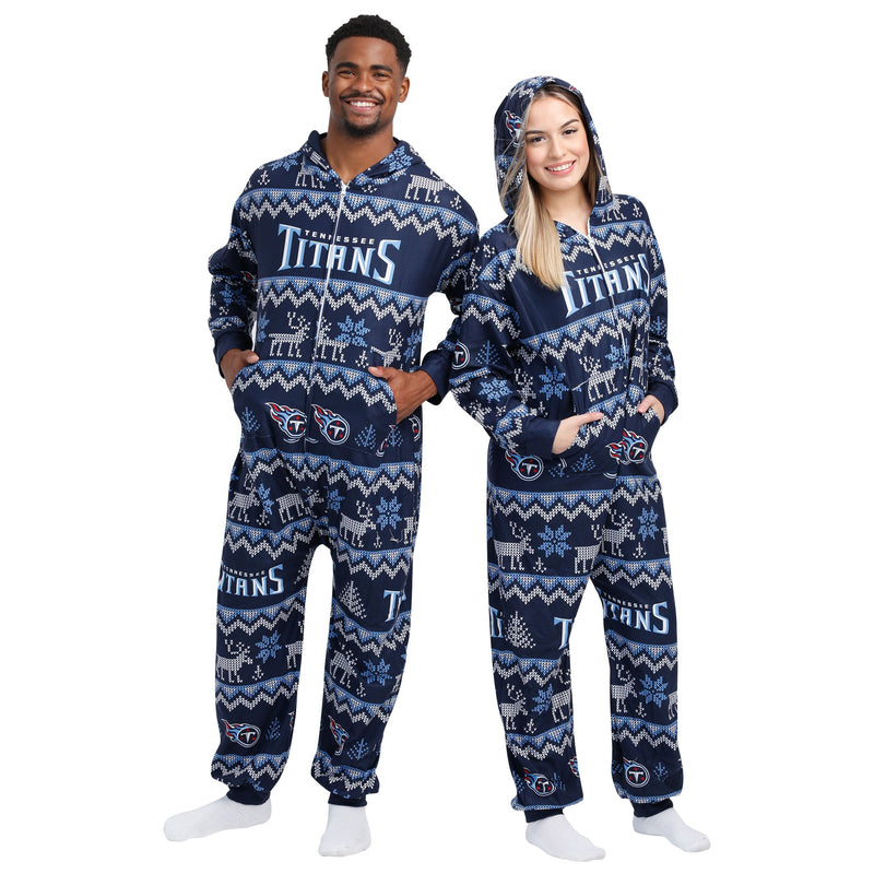 FOCO Tennessee Titans NFL Ugly Pattern One Piece Pajamas - XL