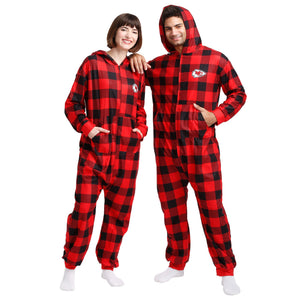 Kansas City Chiefs NFL Plaid One Piece Pajamas