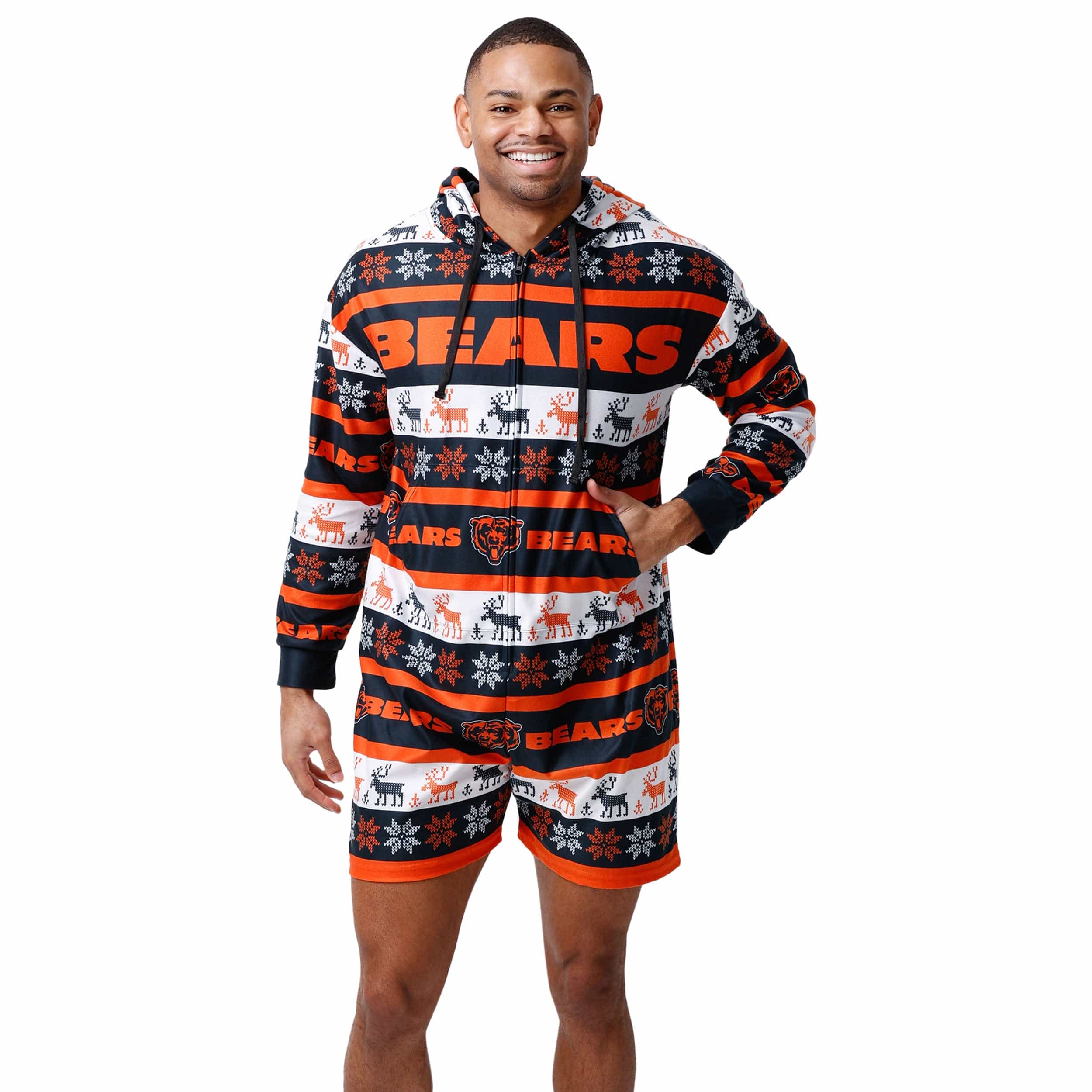 FOCO Denver Broncos NFL Ugly Pattern One Piece Pajamas - XL