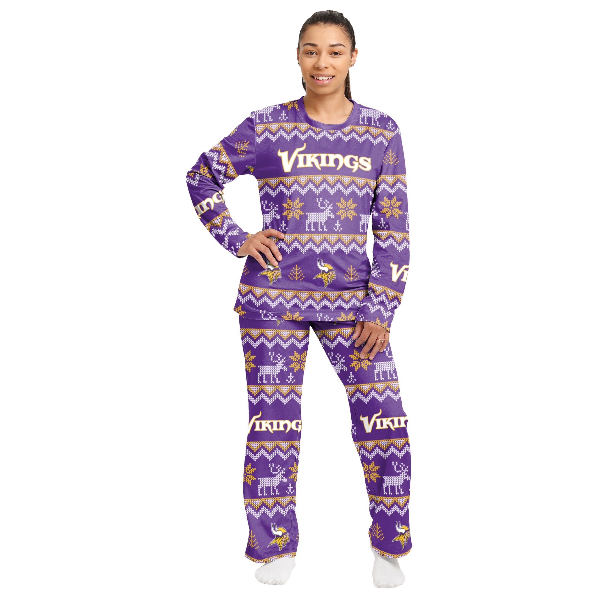 Minnesota Vikings NFL Ugly Pattern Family Holiday Pajamas